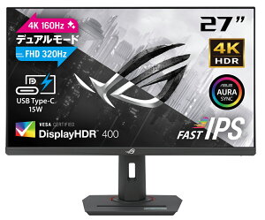 ASUSbGCX[X Q[~OtfBXvC(27^/Fast IPS/4K UHD 3840x2160/FHD320HzE4K160Hz/1ms/HDR400/HDMI2.1/DP1.4/USB Type-C/VESA/3Nۏ)(ubN) ROG Strix XG27UCG
