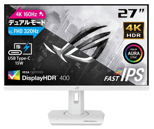 ASUSbGCX[X Q[~OtfBXvC(27^/Fast IPS/4K UHD 3840x2160/FHD320HzE4K160Hz/1ms/HDR400/HDMI2.1/DP1.4/USB Type-C/VESA/3Nۏ)(zCg) ROG Strix XG27UCG-W