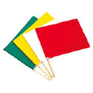 245004 日本緑十字社 手旗(布＋木製棒)　長さ300（木棒付450）×幅420mm【レッド】