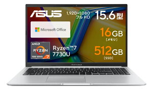 ASUSbGCX[X m[gp\R Vivobook 15(15.6^/Windows 11 Home/AMD Ryzen 7/ 16GB/SSD 512GB/Office2021) N[Vo[ Vivobook V[Y M1502YA-BQ190WS
