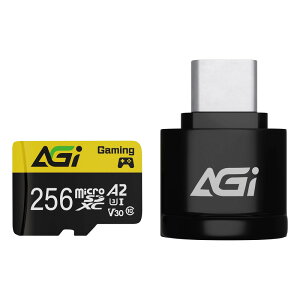 AGIbG[W[AC AGI TF138 Micro SDXC 256GB UHS-I U3 V30 A2 R/W up to 100/70MB/s SD[J[hϊA_v^/Type-C Readert AGI256G2DTF138