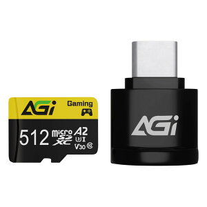 AGIbG[W[AC AGI TF138 Micro SDXC 512GB UHS-I U3 V30 A2 R/W up to 100/70MB/s SD[J[hϊA_v^/Type-C Readert AGI512G2DTF138