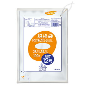 オルディ ポリバッグ ひも付 規格袋 12号 0.03mm 透明 100P LR03-12(オルデイ)