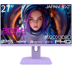 JAPANNEXTbWplNXg Q[~OtfBXvC(27^/IPS/FullHD 1920×1080/200Hz/0.5ms/HDR10/HDMI2.0/DP1.2/VESA/2Nۏ)(p[v) JN-IPS27G200F-PP