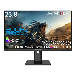 JAPANNEXTbWplNXg Q[~OtfBXvC(23.8^/IPS/FullHD 1920×1080/200Hz/0.5ms/HDR400/HDMI2.0/DP1.2/VESA/2Nۏ)(ubN) ~@\X^h JN-IPS238G200F-HSP
