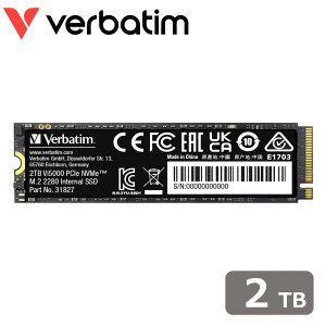 Verbatimbo[xC^ yKizVerbatim SSD Vi5000 PCIe NVMe M.2 Gen4x4 2TB 31827-J