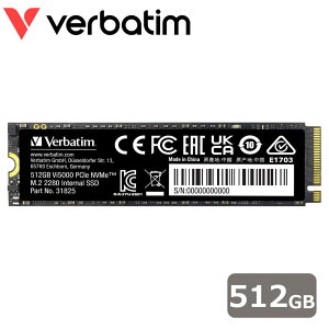 Verbatimbo[xC^ yKizVerbatim SSD Vi5000 PCIe NVMe M.2 Gen4x4 512GB 31825-J