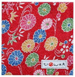NBK ちりめんカットクロス 23×33cm(友禅・花柄×赤) Y002-02