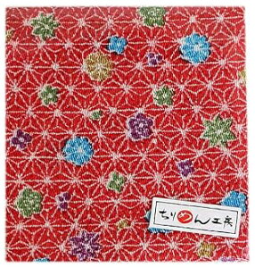 NBK ちりめんカットクロス 23×33cm(友禅・花柄×赤) Y115-02