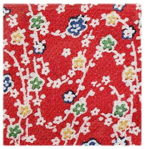 NBK ちりめんカットクロス 23×33cm(友禅・花柄×赤) Y185-02