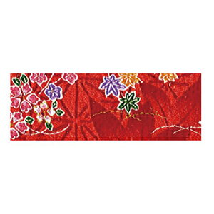 NBK ちりめんカットクロス 23×33cm(金彩・花柄×赤) GH42-01