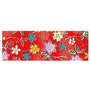 NBK ちりめんカットクロス 23×33cm(金彩・花柄×赤) GH21-01