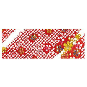 NBK ちりめんカットクロス 23×33cm(金彩・花柄×赤) GMK32-01