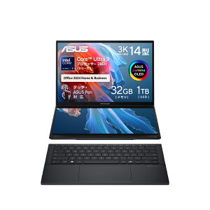 ASUSbGCX[X 14.0^ fAfBXvCm[gp\R ASUS Zenbook DUO UX8406CA U9321WSiOLED/Core Ultra 9/ 32GB/ 1TB SSD/ Microsoft Office Home and Business 2024jCNEFO[ UX8406CA-U9321WS