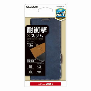 �G���R�� iPhone 16e�p �P�[�X ���U�[ �J�o�[ �蒠�^ �}�O�l�b�g �t���b�v �Ռ��z�� �X�g���b�v�z�[���t �X�^���h�@�\�t �J�[�h�P�[�X�@�\�t�i�l�C�r�[�j PM-A25SPLFYNV