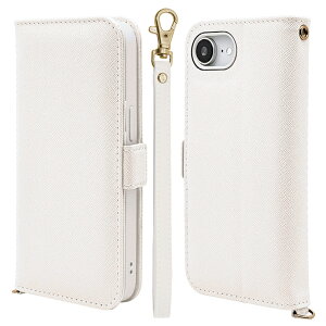 ラスタバナナ iPhone 16e用 ハンドストラップ付き手帳型ケース(ホワイト) 8621IP5EBHSWH
