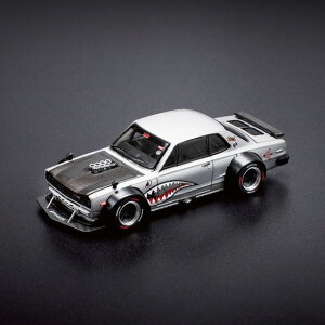 POP RACE 1/64 POP RACE × Enigma SKYLINE GT-R V8 DRIFT (HAKOSUKA) METALLIC SILVER【PRE005】 ミニカー