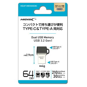 HIDISC Type-C  Type-A Ή USBtbV 64GB HDUF146C64G3C