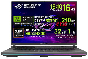 ASUSbGCX[X 16^ Q[~Om[gp\R ASUS ROG Strix G16 (Ryzen 9/  32GB/ SSD 1TB/ GeForce RTX 5070Ti)GNvXO[ G614FR-R9X3D5070TI