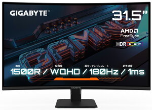 GIGABYTEbMKoCg Q[~OtfBXvC(31.5^/Ȗʌ^/VA/WQHD 2560×1440/180Hz/1ms/HDR/HDMI2.0/DP1.4/VESA/3Nۏ)(ubN) Gaming Monitor GS32QCA