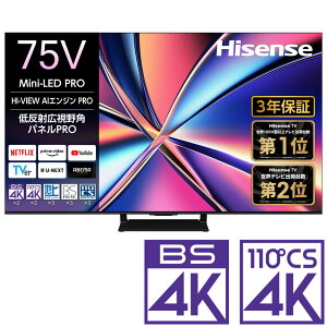 iWݒu_AGÂ݁jnCZX 75V^ Mini LEDtermBSECS 4K`[i[n 75U8R Hisense@U8R er@75^