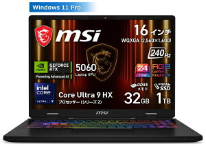 MSIbGGXAC Q[~Om[gp\R Crosshair 16 HX AI D2XWi16^/Windows 11 Pro/Core Ultra 9/ 32GB/SSD 1TB/GeForce RTX 5060/{zL[{[hjRXXOC Crosshair-16-HX-AI-D2XWFKG-0953JP