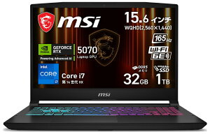 MSIbGGXAC Q[~Om[gp\R Katana 15 HX B14Wi15.6^/Windows 11 Home/Core i7/ 32GB/SSD 1TB/GeForce RTX 5070 /{zL[{[hjubN Katana-15-HX-B14WGK-1053JP