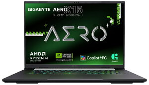 GIGABYTEbMKoCg 16^ Q[~Om[gp\R(AMD Ryzen AI 7/ 32GB/SSD 1TB/GeForce RTX 5060/{L[{[h) Xy[XOC GIGABYTE AERO X16 X16 1VH93JP864AH