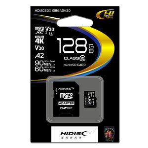 HIDISC microSDXCJ[h 128GB CLASS10 UHS-I HDMCSDX128GA2V30
