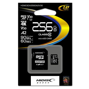 HIDISC microSDXCJ[h 256GB CLASS10 UHS-I HDMCSDX256GA2V30