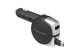 カシムラ USB1ポート PD30W+18W Type-C DC充電器 リール 80cm DC-070