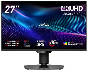 MSI�b�G���G�X�A�C �Q�[�~���O�t���f�B�X�v���C(27�^/Mini LED�ERAPID IPS/4K UHD 3840×2160/160Hz/0.5ms/HDR1000/HDMI2.1/DP1.4a/USB TYPE-C/VESA/PIP�EPBP�Ή�/3�N�ۏ�)(�u���b�N) MAG�V���[�Y MAG-274UPDF-E16M