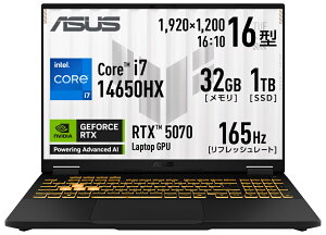 ASUSbGCX[X 16^ Q[~Om[gp\R ASUS TUF Gaming F16 (Core i7/  32GB/ SSD 1TB/ GeForce RTX 5070)CF[K[O[ FX608JPR-I7R5070