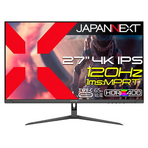 JAPANNEXTbWplNXg Q[~OtfBXvC(27^/IPS(AHVA)/4K 3840×2160/120Hz/1ms/HDR400/HDMI2.1/DP1.4/USB TYPE-C/VESA/2Nۏ)(ubN) JN-IPS27G120U-C6