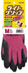 ショーワグローブ ライトグリップ レッド Mサイズ NO341MR 天然ゴム背抜き手袋