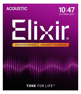 GNT[ 12pEAR[XeBbNM^[i.010-.047j 16152(ELIXIR) Elixir Anti-Rust Phosphor Bronze NANOWEB 12-String Light