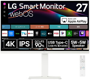 LGGNgjNXbGW[ webOSډtfBXvC(27^/IPS/4K UHD 3840×2160/60Hz/5ms/HDMI/Type-C/VESA/3Nۏ؁EP_ۏ)(zCg) MyView Smart Monitor 27U730SA-W
