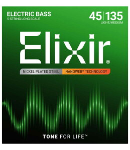 GNT[ GLx[XiLight Medium Long Scale./045-.135j 14207(ELIXIR) Elixir ELECTRIC BASS NANOWEB 5-String
