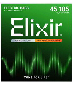 �G���N�T�[ �G���L�x�[�X���i4-String Light/Medium Long Scale/.045 -.105�j 14677(ELIXIR) Elixir ELECTRIC BASS STAINLESS NANOWEB
