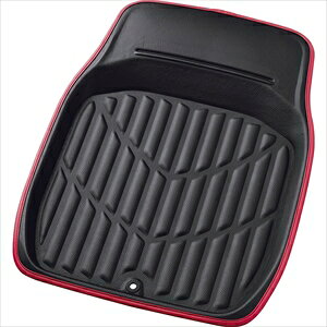 BONFORM カーマット バケットマット 前席用 3Dレザーマット (ブラックXレッド) 6416-01RE ボンフォーム