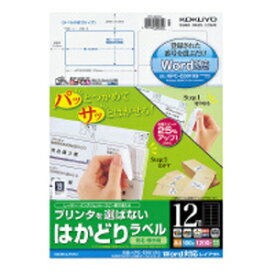 コクヨ CASIOカシオワード対応　ダーウィンシリーズ用 プリンタを選ばない はかどりラベル 12面 A4 100枚 KOKUYO S＆T KPC-E80184