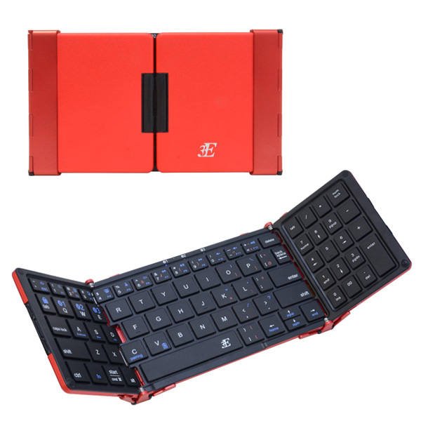 3E-BKY7-BR スリーイー 安値 3E Bluetooth Keyboard テンキー付き英語配列79キー TENPLUS 特価キャンペーン ブラック×レッド 3つ折りタイプ