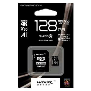 HIDISC 4K�Ή� microSDXC�������[�J�[�h 128GB Class10 UHS-I HDMCSDX128GCL10V30
