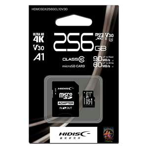HIDISC 4KΉ microSDXC[J[h 256GB Class10 UHS-I HDMCSDX256GCL10V30
