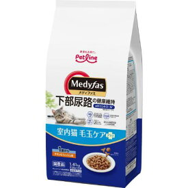 メディファス 室内猫 毛玉ケアプラス 1歳から チキン＆フィッシュ味 1.41kg(235g×6) ペットライン MFシツナイケダマ1サイC＆F