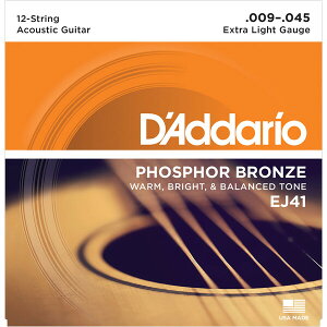 __I AR[XeBbNM^[iExtra Light 12-string .009-.045j EJ-41(DADDARIO) D'ADDARIO@PHOSPHOR BRONZE
