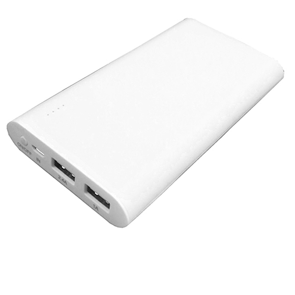 ウイルコム USB2ポート モバイルバッテリー＋給電用microUSB 10000mAh 計2.4A（ホワイト）  LMU1001-WH