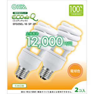 EFD25EL 格安店 18-SP-2P オーム 電球形蛍光ランプ D100形 日本全国 送料無料 EFD25EL18SP2P OHM 電球色 2個セット