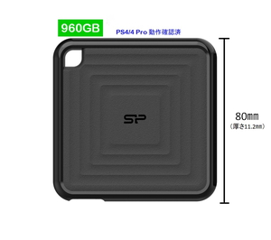 シリコンパワー USB3.2（Gen2）対応 外付けポータブルSSD 960GB PC60 SP960GBPSDPC60CK