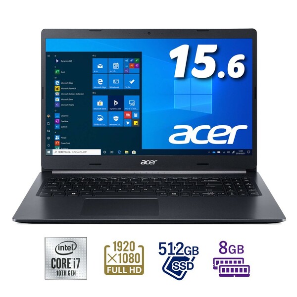 A515-55-A78YJ Acer エイサー 15.6型ノートパソコン Aspire 5 チャコールブラック 512GB Core ジョーシンオリジナル 8GB i7 大幅にプライスダウン 全商品オープニング価格